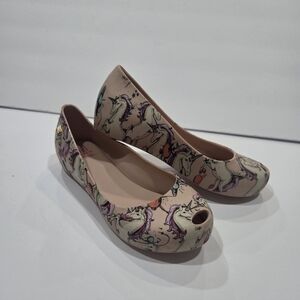 Melissa Girls Unicorn Print Ballet Jelly Flats Sz.13